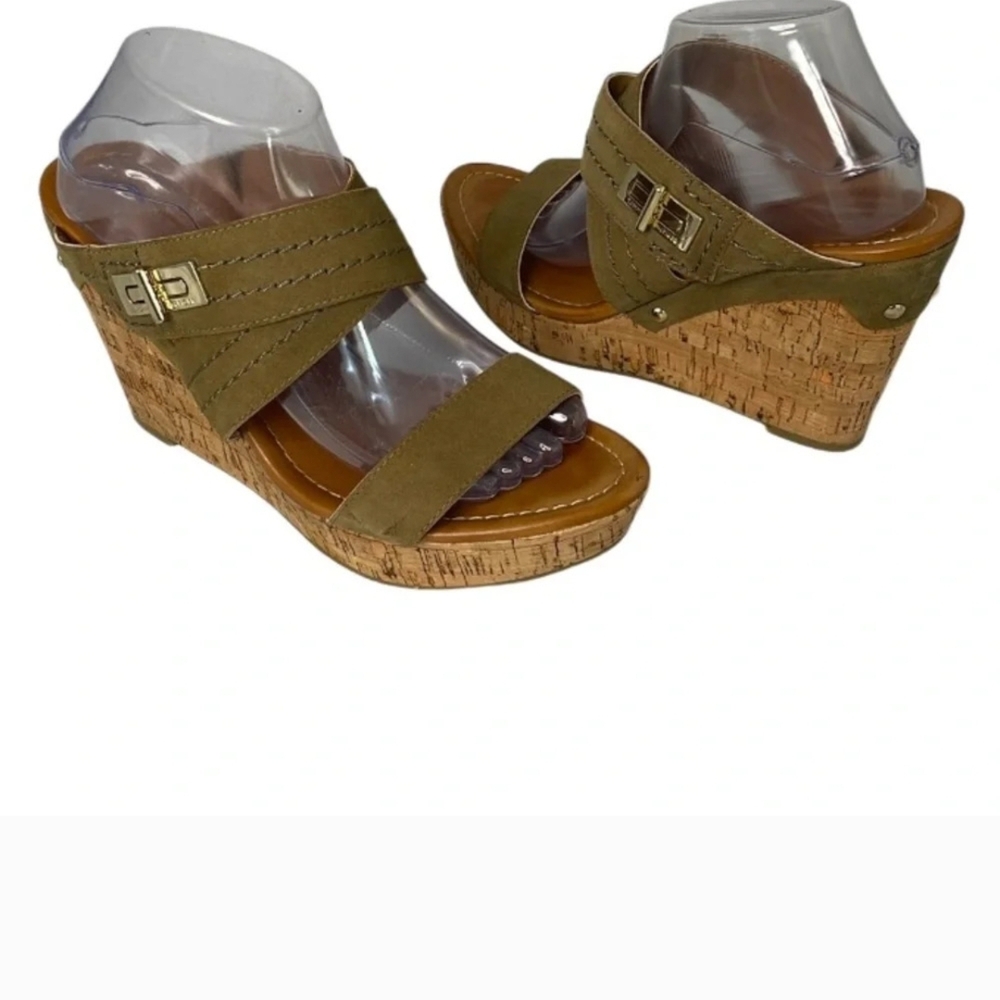 Tommy Hilfiger Green Wedge Sandals with Cork Heel